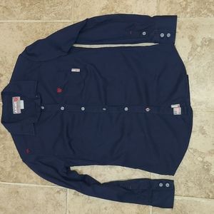 Ariat FR Size Small Navy Blue Button Up